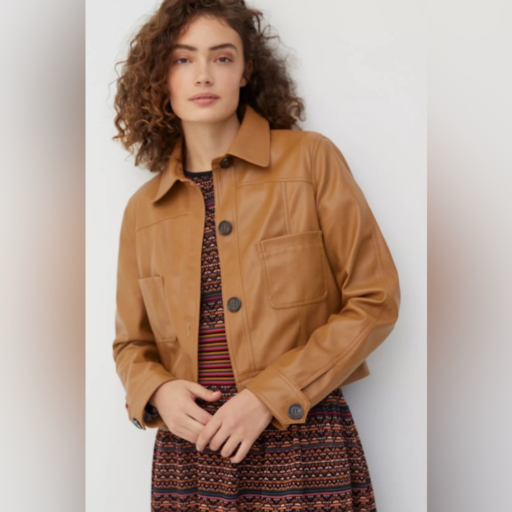 Katy Cropped Faux Leather Jacket